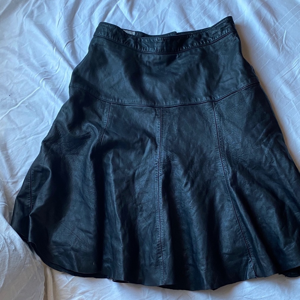 Maxima for Tannery west Dark Leather A-Line Skirt size 8
